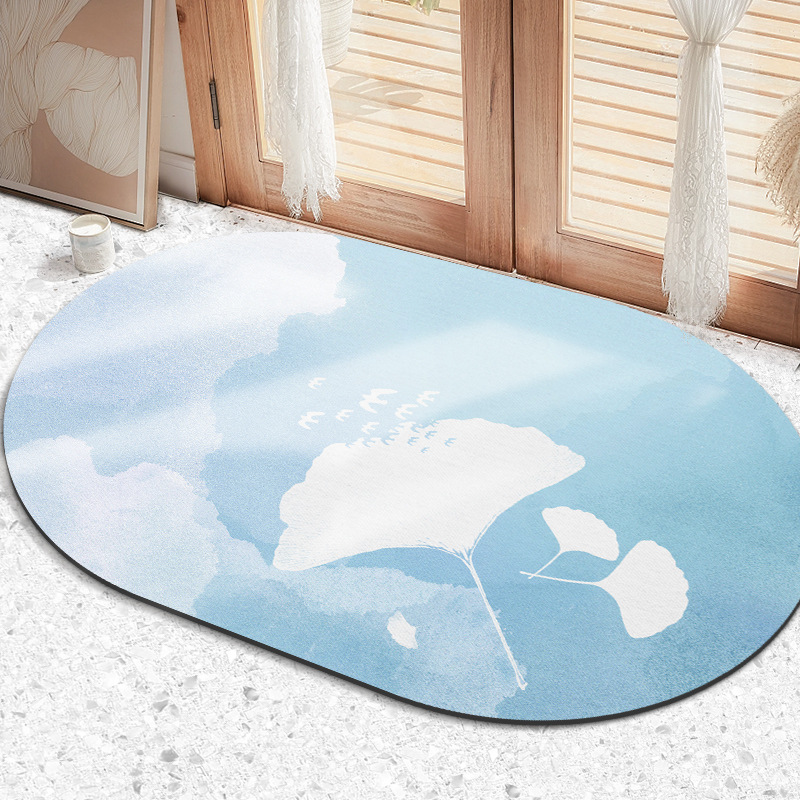Nórdico simple diatomea barro suave baño Baño absorbente de secado rápido pie estera de piso oval estera puerta de entrada