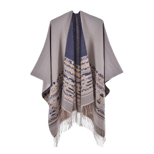 New women's cashmere slit shawl Yunnan warm photo camping bohemian tassel shawl cloak wholesale