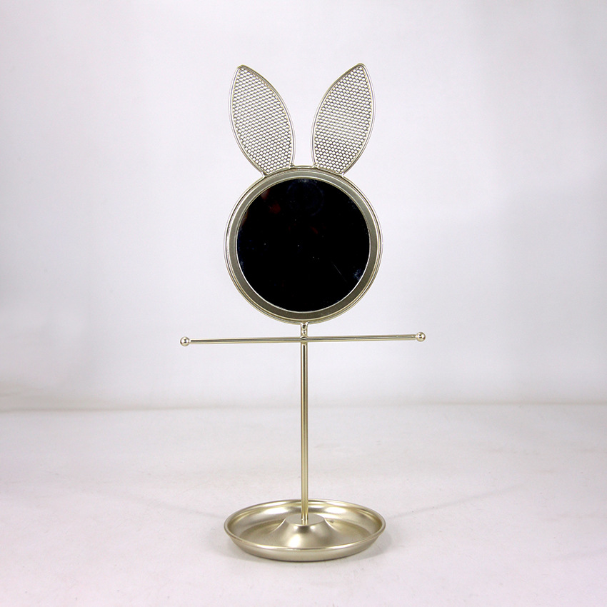 철 토끼 보석 랙 데스크탑 거울 보석 보관 랙 목걸이 팔찌 귀걸이 보석 디스플레이 창 소품