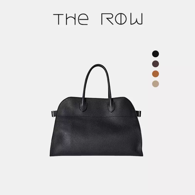 跨境TheRow Margaux15黑色麂皮大容量手提包斜挎包新款真皮旅行包