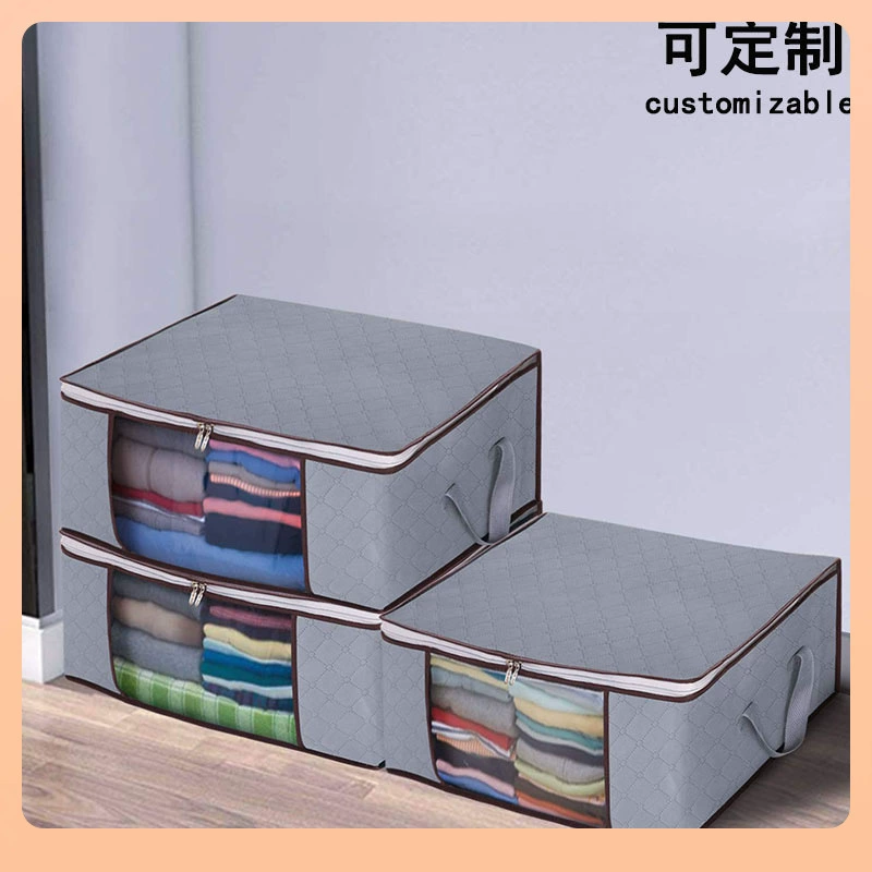 ∮ Домашняя сумка для хранения одеял, большая вместительная коробка для хранения одеял из волокнистой ткани с принтом, складная коробка для хранения одежды