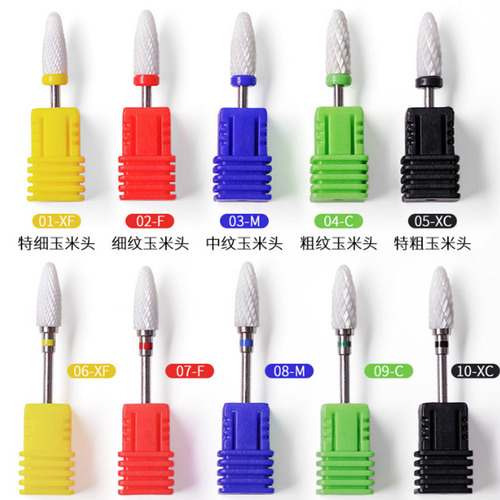 Nail art ceramic grinding head single corn bullet cylindrical rocket shaped nail electric grinder accessories grinding head
