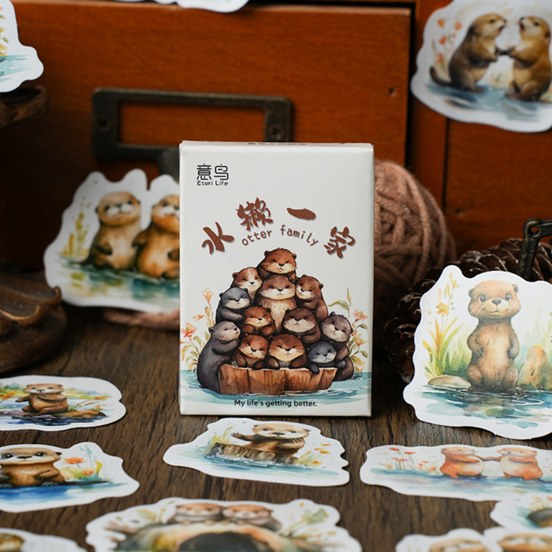 Italian bird animal sticker paper box otter a series of diy mobile phone shell material decoration sticker hand account material sticker