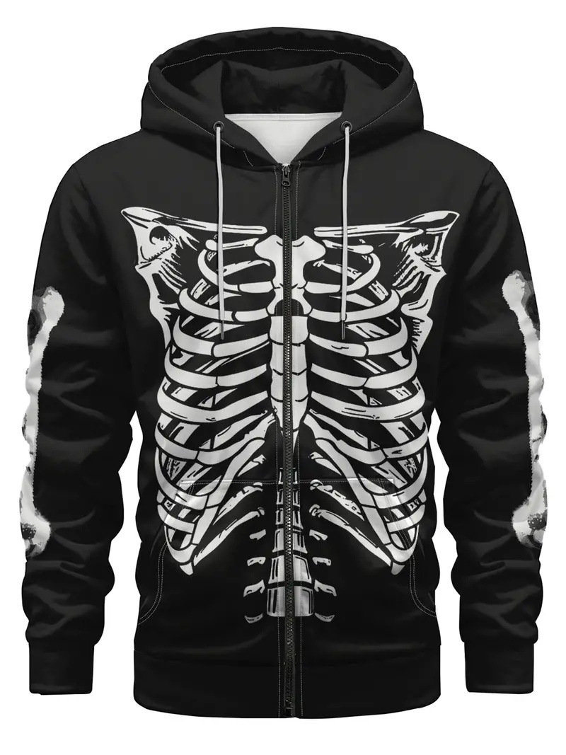 Fábrica al por mayor impresión digital 3D nuevo suéter con capucha chaqueta de suéter de pareja europea y americana serie de calavera MF08