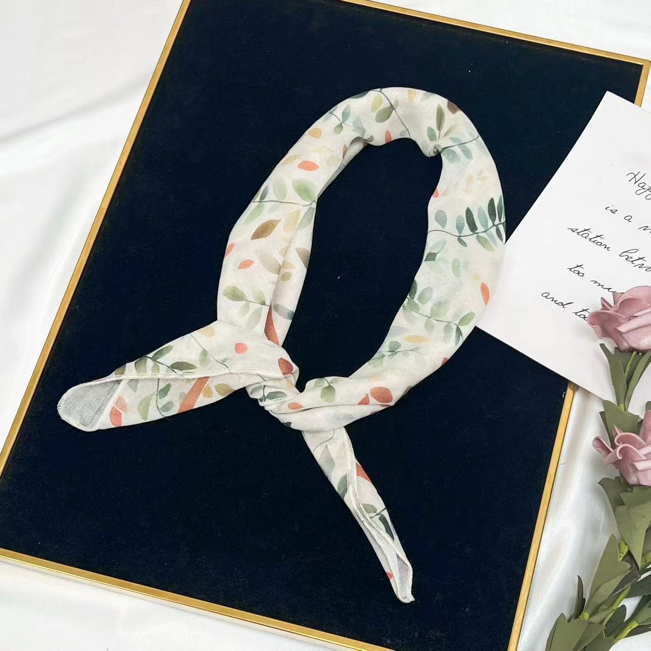 60g Weight Kerchief Classification Daily Occasion cotton and linen Material Flower Pattern Summer Season Women's Gender IG Style Style Women's IG Style Flower Cotton And Linen Kerchief 99