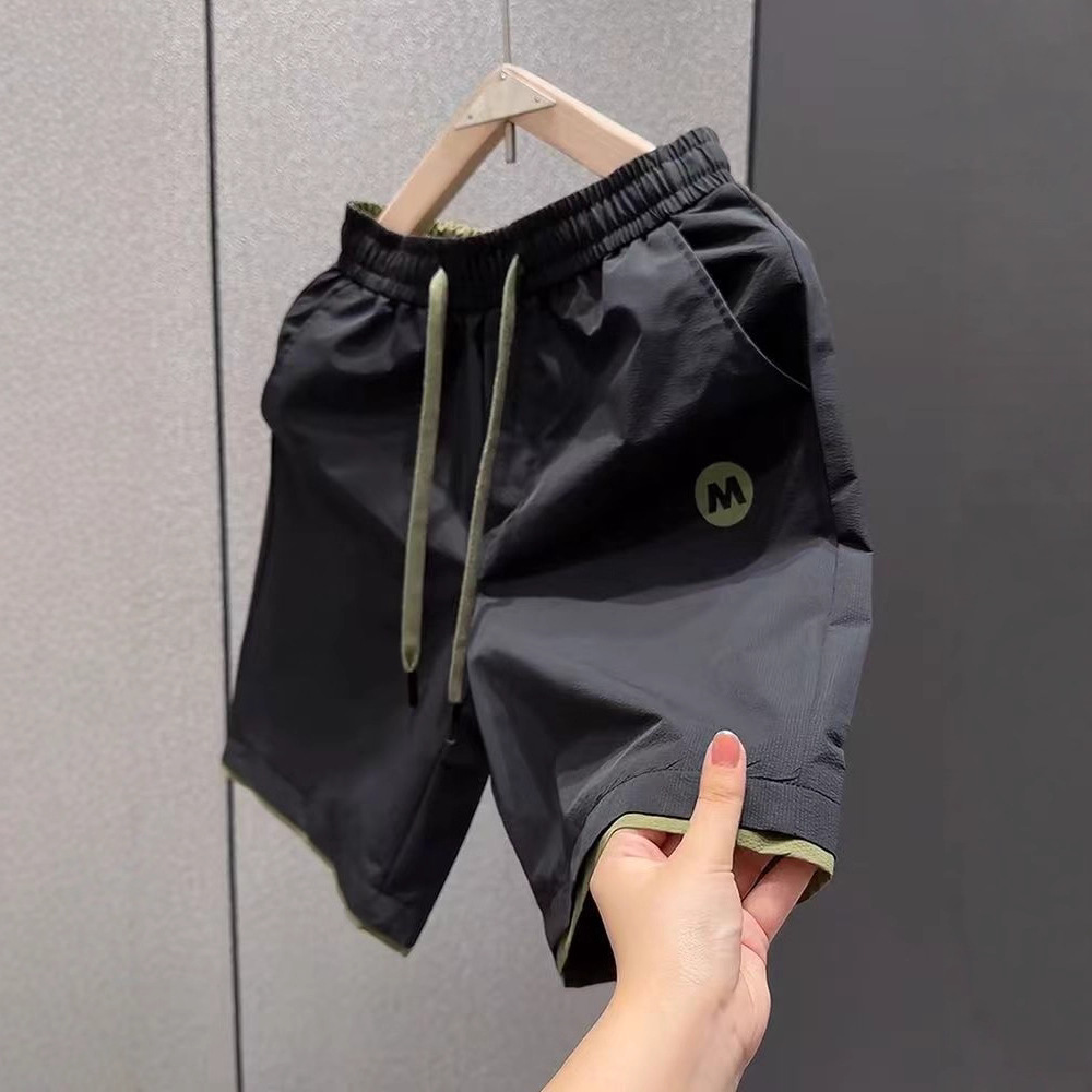 轻薄透气宽松短裤男士2025夏季百搭撞色轻奢简约速干运动五分裤