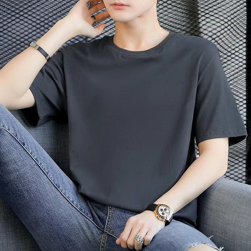 Camiseta de manga corta para hombre Camiseta de marca de moda para hombre de verano para hombre Camiseta simple color sólido más tamaño media manga que basa la camisa