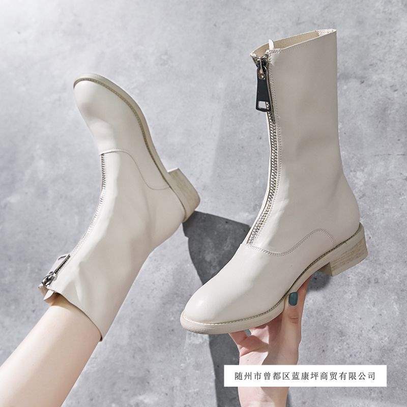Boots Women's Short Boots 2025 Autumn and Winter New Slim Boots Front Zipper Guidi Boots Flats Women's Boots