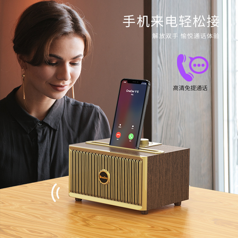 Onederレトロbluetoothスピーカー木製家庭用大音量ステレオカードラジオ重サブウーファ音響|undefined