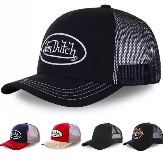 [Foreign Trade Hot Model] Von Baseball Cap Letter Sun Protection Mesh Embroider Dutch Trucker Hat Temu