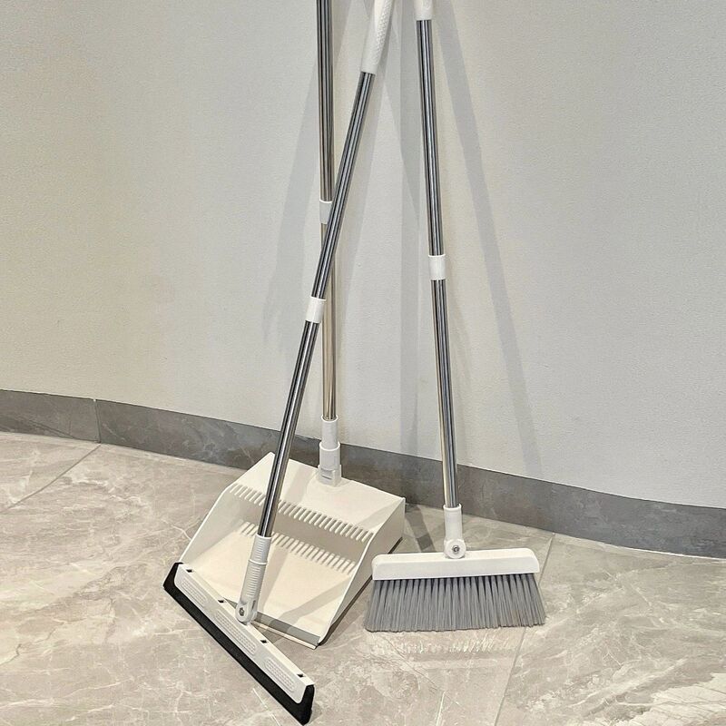 Broom and Dustpan Set for Home Use, Indoor and Outdoor Broom and Dustpan Combo, Silicone Magic Broom Plastic Set