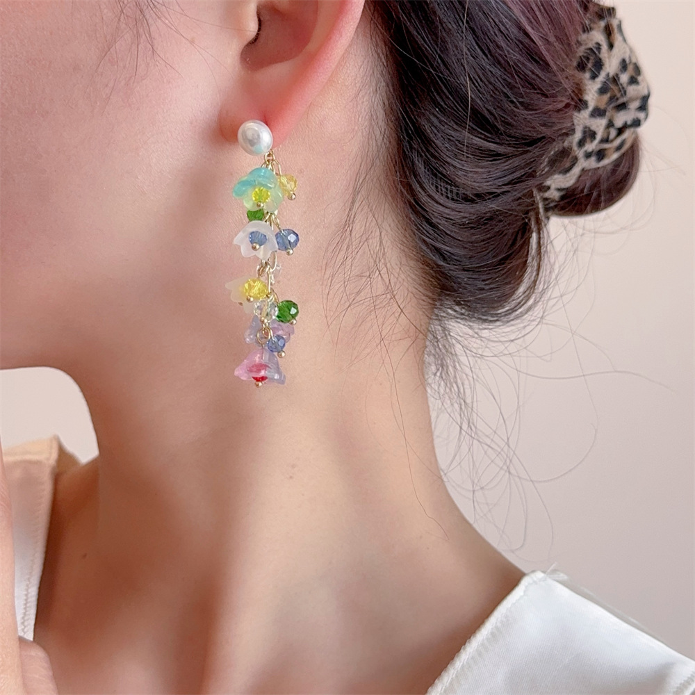 Weekend, Date, Tea Party Occasion 1 Pair Casual Elegant Sweet Flower Plating Alloy Plastic Drop Earrings