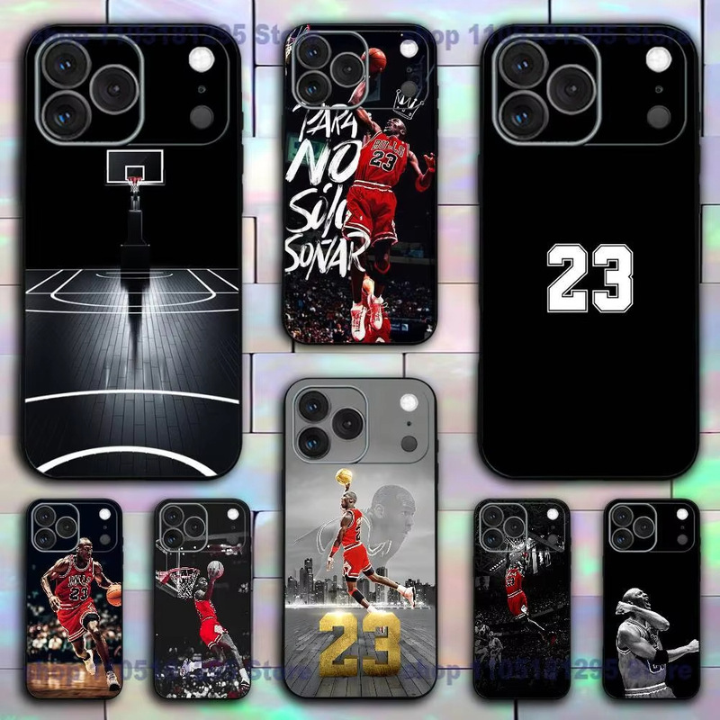 Jordan Is Suitable for Apple 17Pro Basketball 11 Star Player Fans 15Pm Pure Black Model 23 Full-Cover Anti-Fall Phone Case