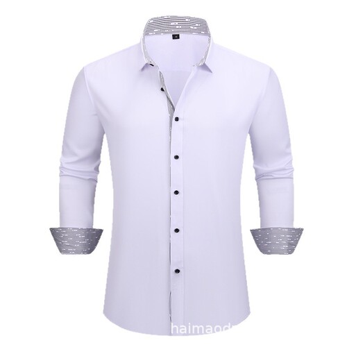 Men's Colorblocked Shirt Business Casual Shirt Men's Contrast Collared Shirt Summer Large Men's Outfit Wholesale