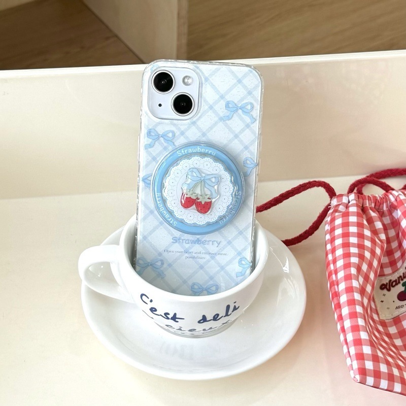 Pequeño arco azul fresco para Apple 16ProMax funda para teléfono móvil 15Pro magnético 14/13 femenino 15PM nuevo