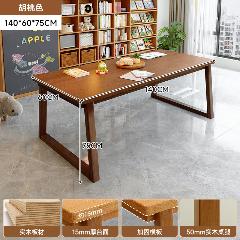 Mesa de escritorio de madera maciza para la sala de estar, escritorio largo, escritorio de lectura, escritorio de estudio, escritorio de computadora de barra larga para dos personas