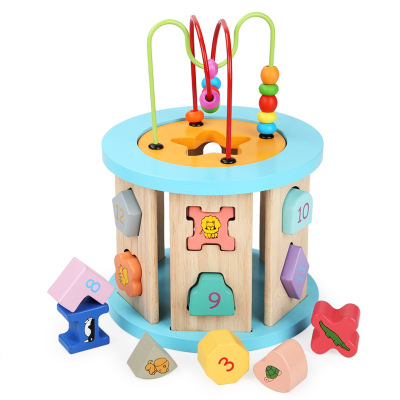 baby Round the bead Toys wooden  animal number Gallery Geometry shape Pair kindergarten Intellectual Box Toys