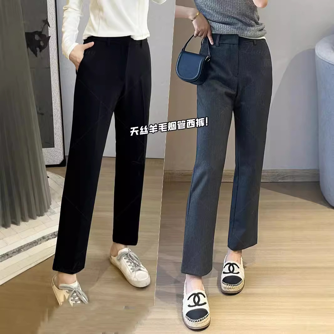 春不晚【高货】天丝羊毛职场裤 英式通勤烟管西裤 挺括显瘦九分裤