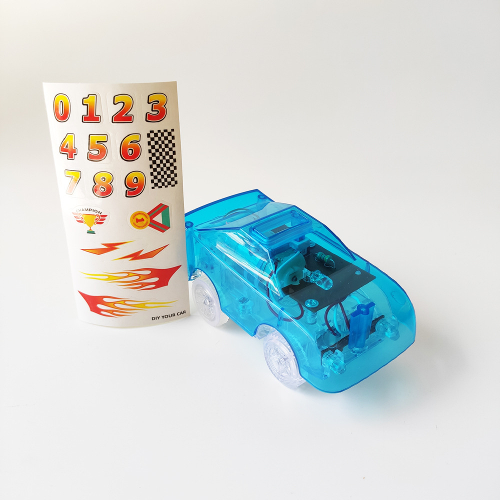 Eléctrico transparente 5-luz caramelo coche muñeca emisora de luz carril accesorios de juguete luz coche de policía ingeniería coche suministro transfronterizo