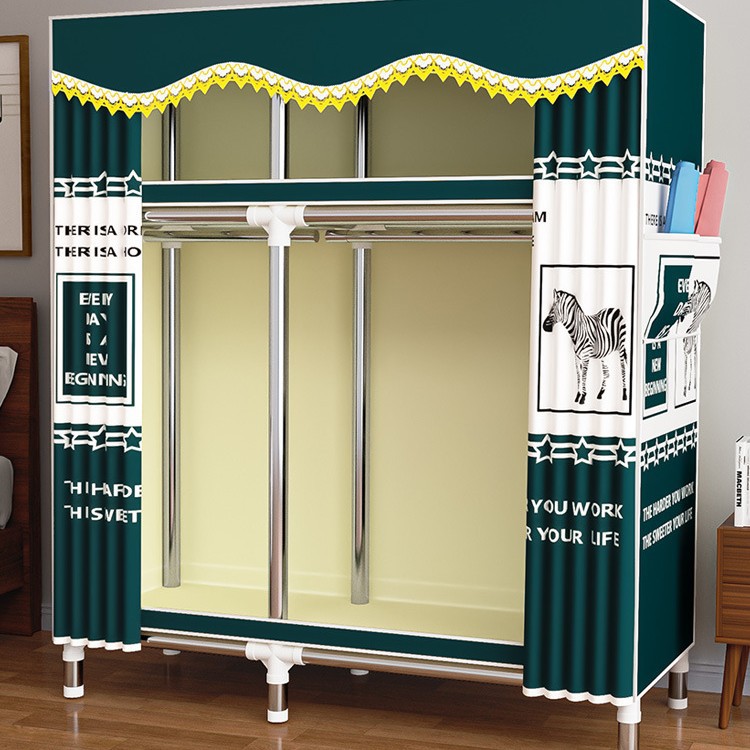 Wardrobe for Home Bedroom, Fabric Wardrobe with Full Steel Frame, Thickened and Sturdy, Durable, Easy to Assemble, Storage Cabinet for Rental Housing