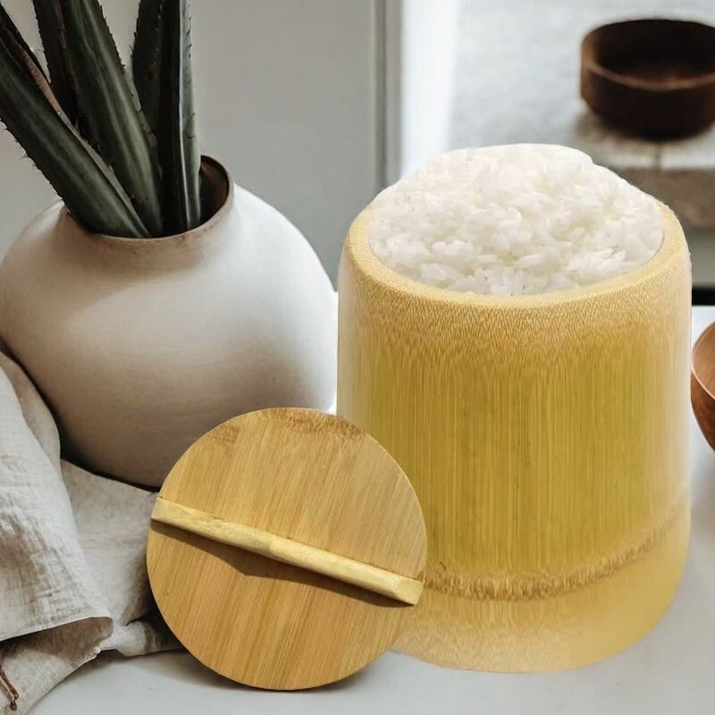 Diameter 16cm Steamer with Lid, Integrated Bamboo Steamer for Adults, Bamboo Tube, Bamboo Rice Container, Family-Sized Steaming Tube, Steamer for Home Use