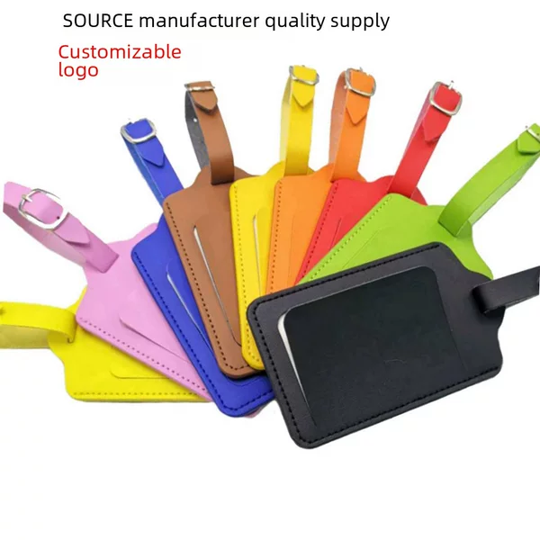 Aircraft luggage tag boarding pass PU fashion trendy creative solid color leather luggage tag tag