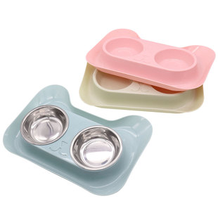 Cat Bowl Double Bowl Integrated Pet Food Cat Rice Bowl Cat Food Bowl Cat Water Bowl Stainless Steel Cat Basin Dog Bowl Wholesale