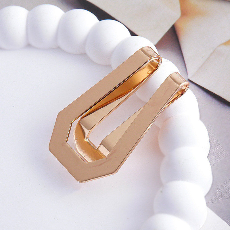 Cross-border creative new golden business wallet simple geometric shape practical alloy bookmark banknote tie clip