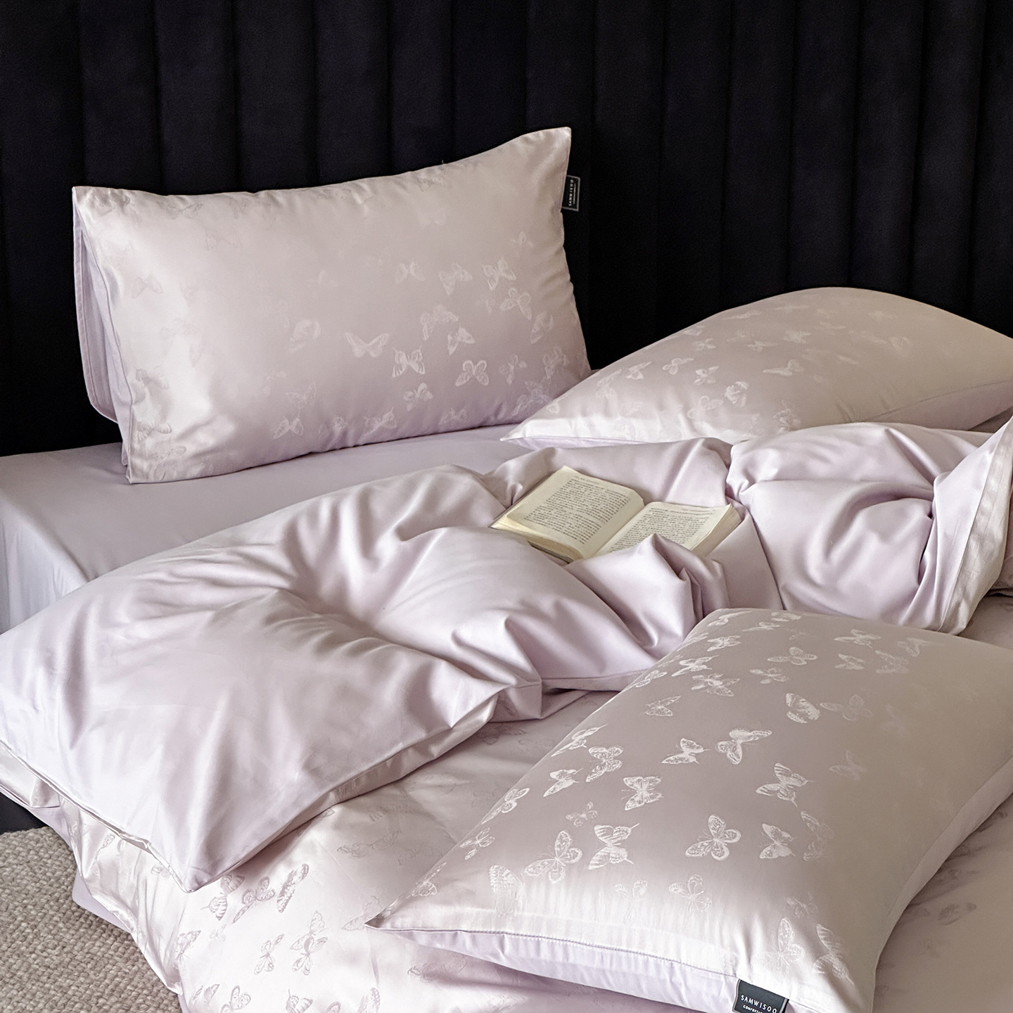 Conjunto de capa de edredão jacquard de algodão elegante_voghion.com