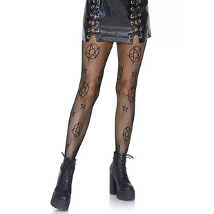 Yiwu factory spot high elastic European and American jacquard fishnet stockings sexy stockings five-pointed star mans fishnet stockings 6115