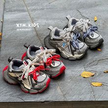 2026春季新款儿童运动鞋时尚潮流N字双系带网面厚底男女童老爹鞋