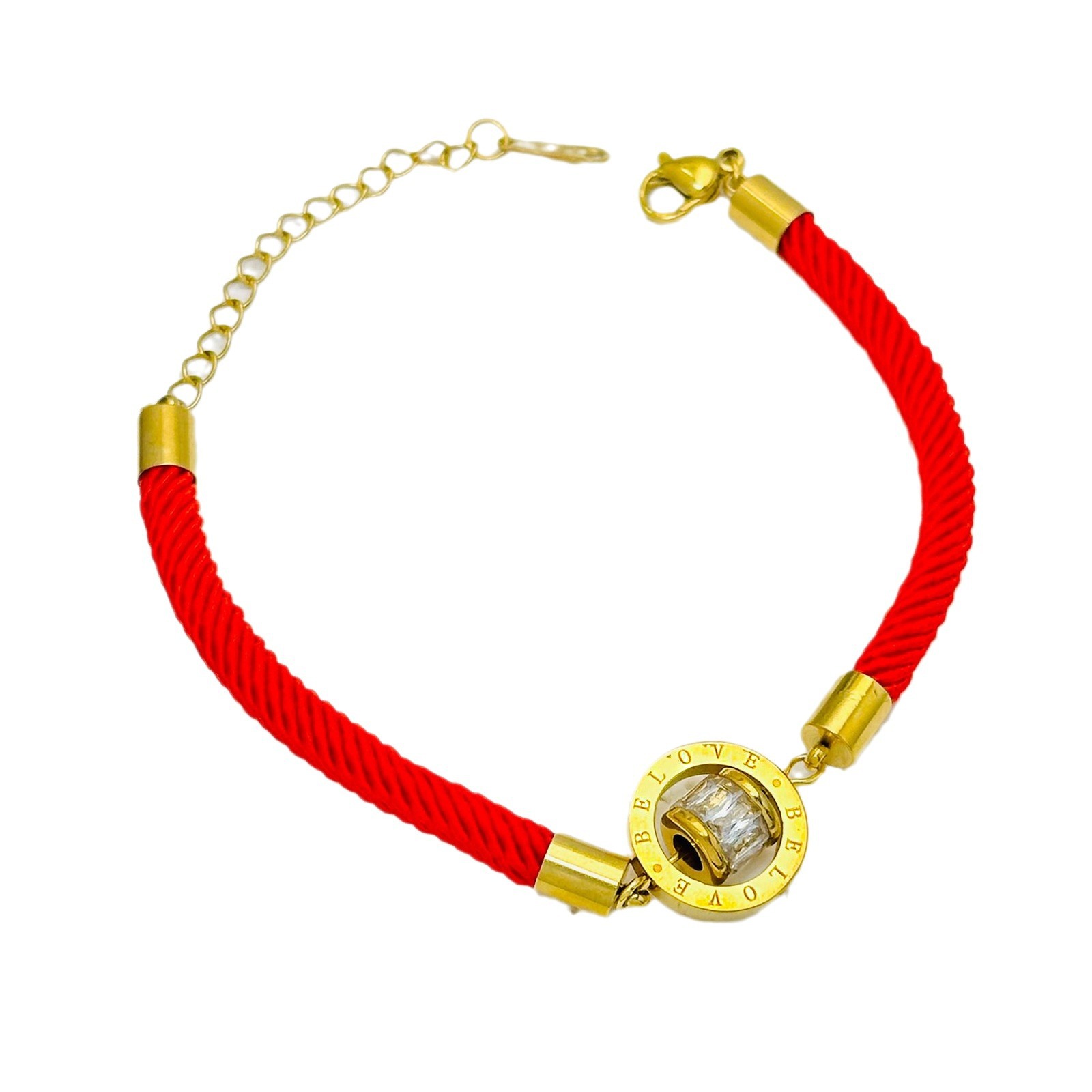 Celebrativo tejido de cuerda roja con diamantes romanos no se desvanece auspicioso diseño de moda universal pulsera joyería para mujeres