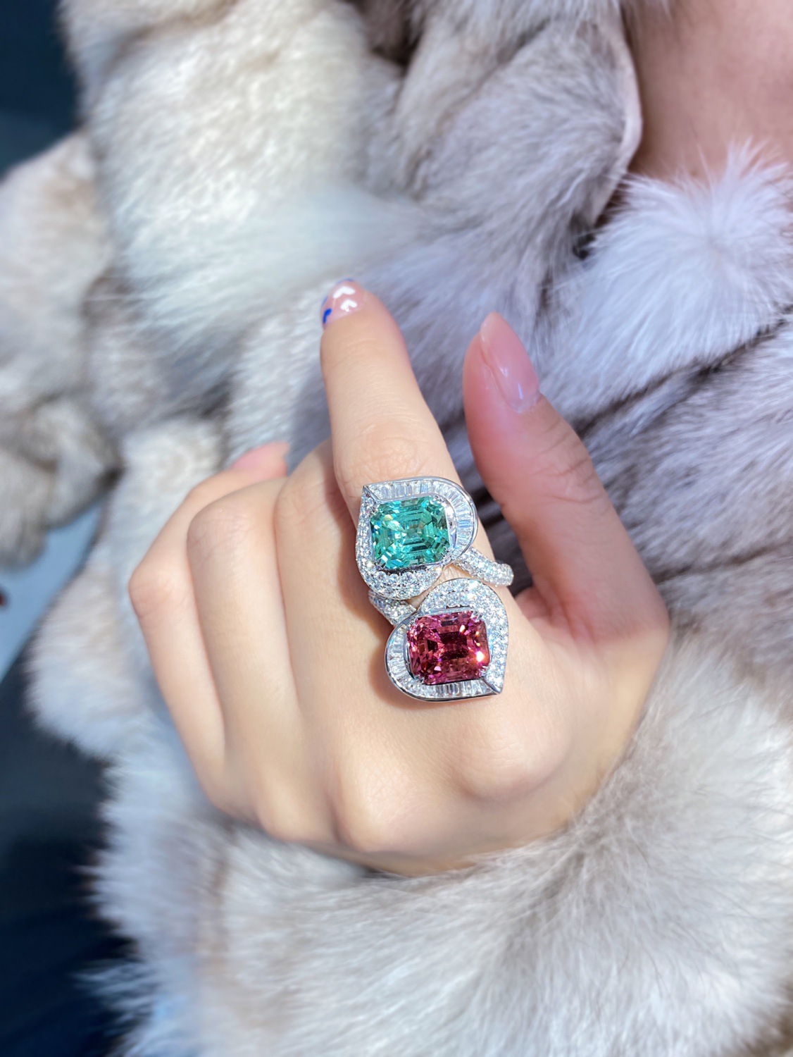 Fashion Heart Shape Copper Inlay Artificial Gemstones Rings Earrings