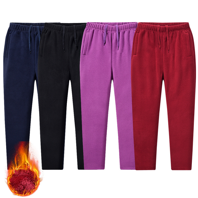 Women's Fleece Pants for Autumn and Winter, Outdoor Sports Long Pants, Plus-Size Casual Hiking Pants, Windproof and Thickened Fleece