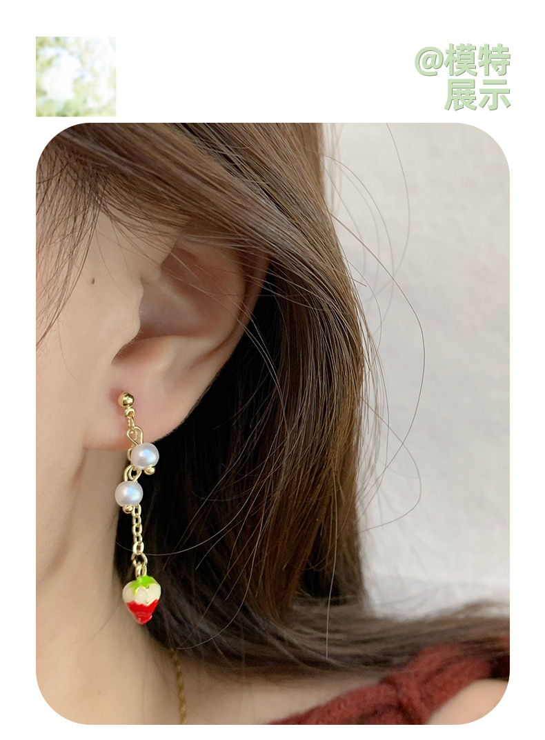 All Seasons Season 1 Pair Casual Elegant Sweet Strawberry Bow Knot Enamel Alloy Drop Earrings