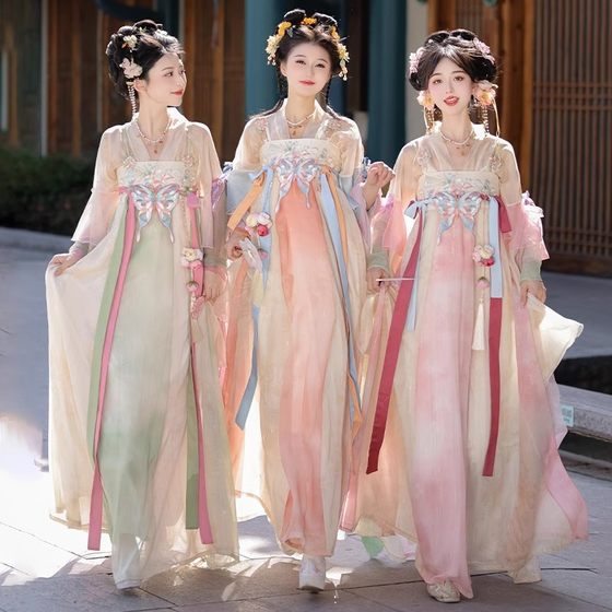 Original Adult Hanfu Female [Butterfly Fairy] Tang-made Chest-length Skirt Ru Han Elements Elegant Daily Spring and Summer suit