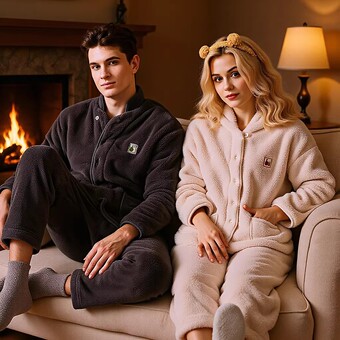 情侣睡衣男士绒款珊瑚绒保暖家居服套装纯棉磨毛珊瑚绒睡衣女