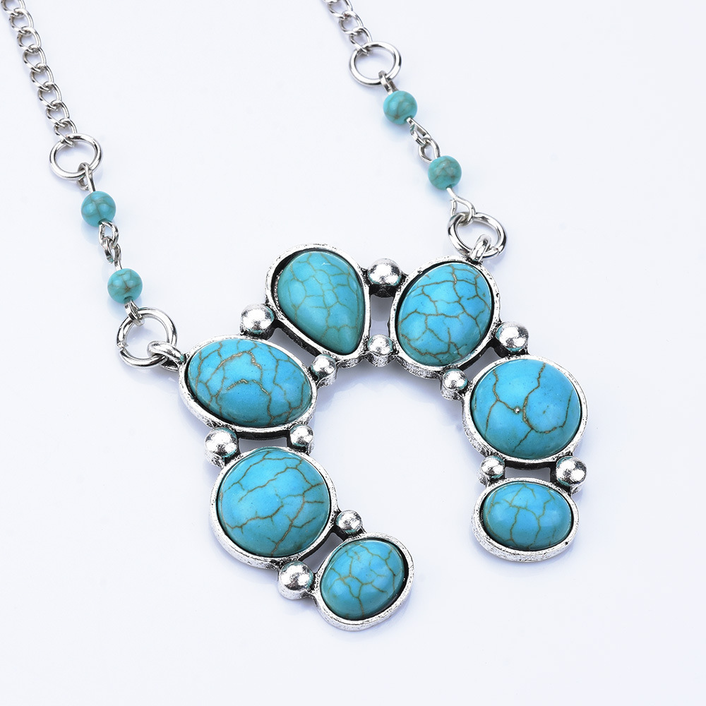 Casual Flower Alloy Plating Inlay Turquoise Women's Pendant Necklace display picture 1