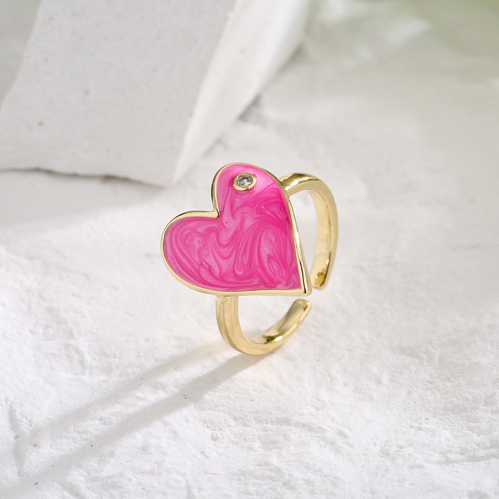 Adjustable Ring Size Wholesale Jewelry Cute Heart Shape Copper Open Rings