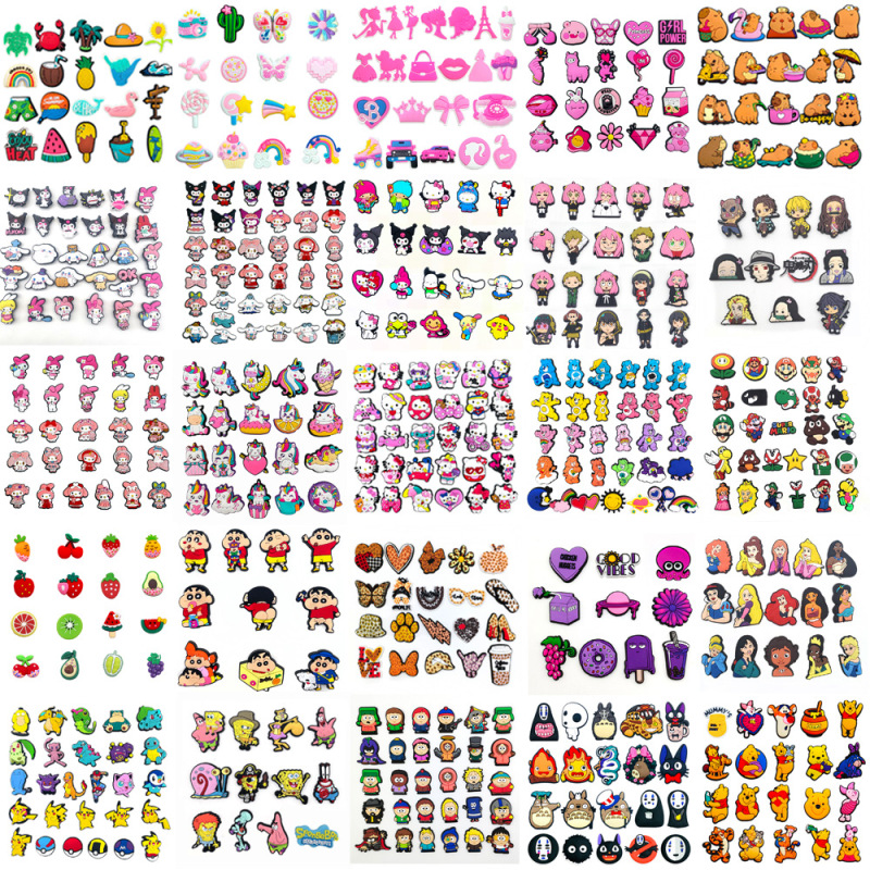 53 sets of exquisite Barbie Princess Sanrio girl cute hole shoes flower DIY personality hole shoes accessories batch
