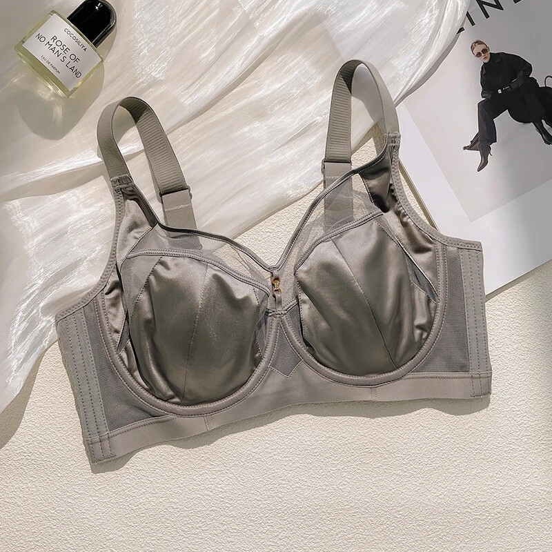 Median Large Bust Minimizing Bra for Women, Side Breast Collection, Anti-Sagging, Thin Soft Underwire, Breathable Plus Size Cotton Bra