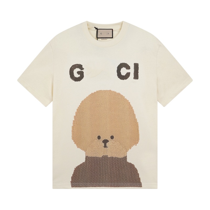 GU GU ハイバージョン クロスボーダー 25SS 新作 子犬 アニマル柄シリーズ プリント 半袖 Tシャツ カップル 万能|undefined