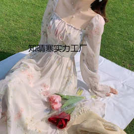 爆款春夏新款绝美长袖连衣裙仙女超仙森系温柔风茶歇法式初恋裙子