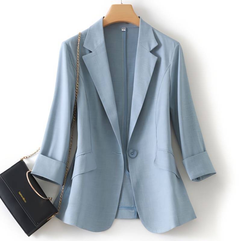 Ice Silk Small Suit Jacket Women's Fashionable plus size 2025 Spring and Summer New Slim-fit Slimming Waist Thin Short Top Ice Silk Small Suit Jacket Women's Fashionable plus size 2025 Spring and Summer New Slim-fit Slimming Waist Thin Short Top