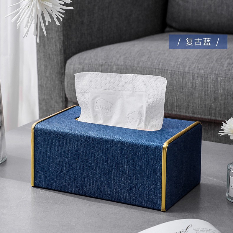 Hogar dormitorio luz caja de pañuelos de lujo creativo simple sala de estar caja de pañuelos hotel restaurante mesa de café de cuero caja de pañuelos