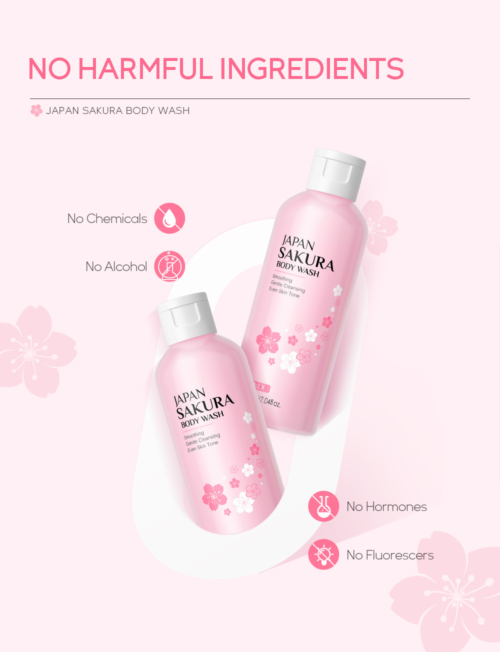 LAIKOU Japanese Cherry Blossom Body Wash 200ml for Cross-border Moisturizing, hydrating and softening Skin Cleansing in stock undefined