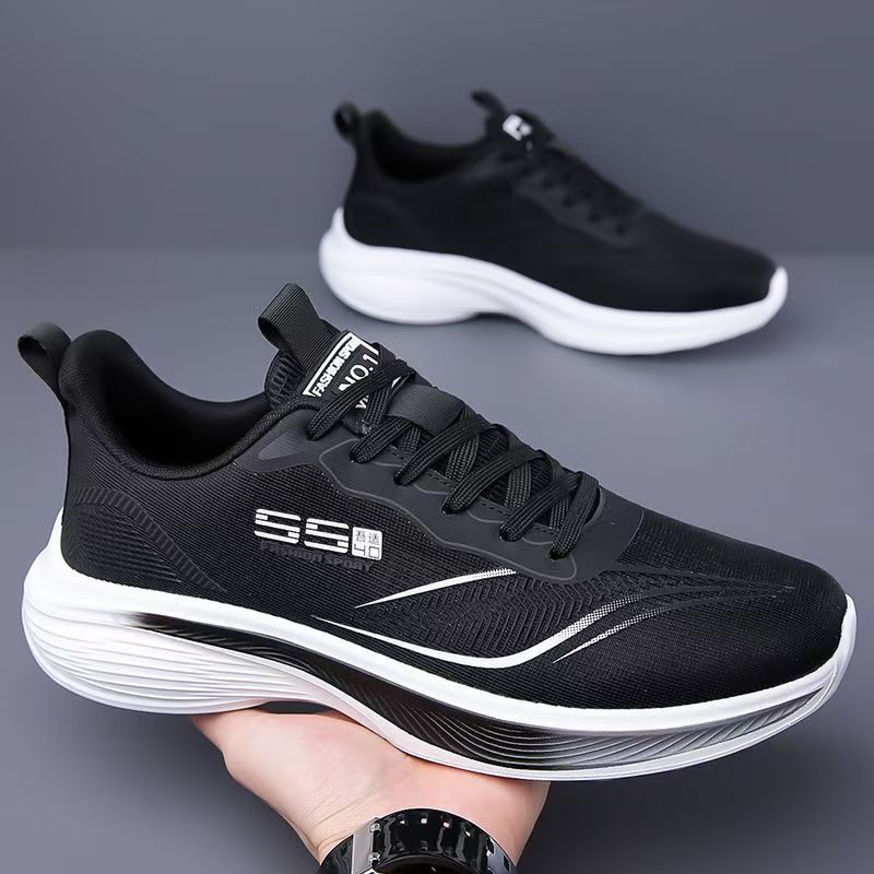 Zapatos para hombre 2025 con superficie de malla, impermeables, nuevo estilo, zapatos sencillos para hombre, zapatos deportivos casuales negros, zapatos ligeros antideslizantes para hombre