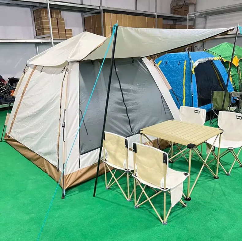 Outdoor Camping Tent Portable Quick-Open Tent for 3-4 People with Silver Coating Camping Tent Car-Mounted Folding Tent