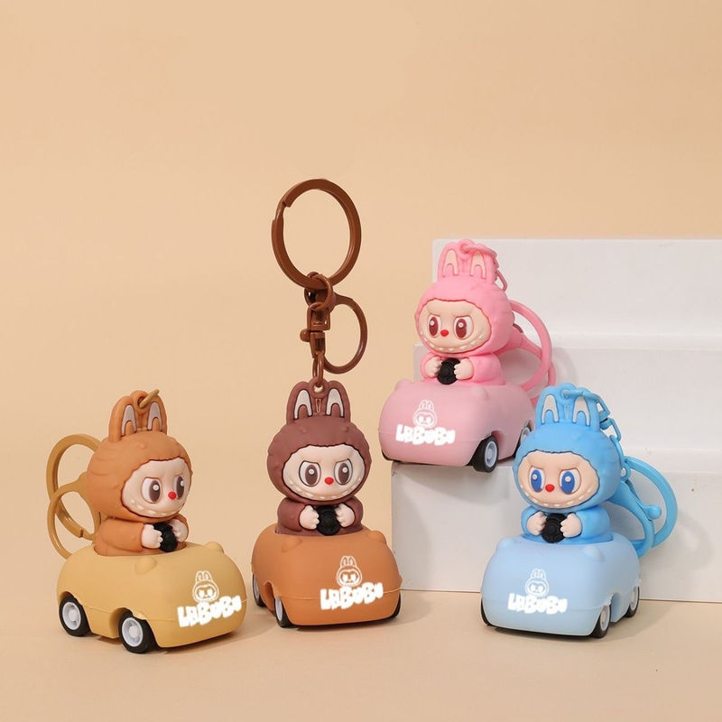 クリエイティブ Labubu 車のキーホルダー漫画 Labubu 立体かわいいバッグペンダントギフト|undefined
