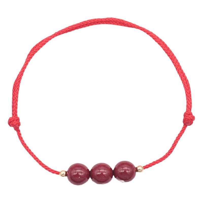 День рождения талисман, красная верёвочная bracelet, браслет на лодыжку, цепочка ручной работы, талисман-оберег из китайской каменной красной яшмы для мужчин и женщин, цинъинь, простой и элегантный дизайн, подарок на день рождения